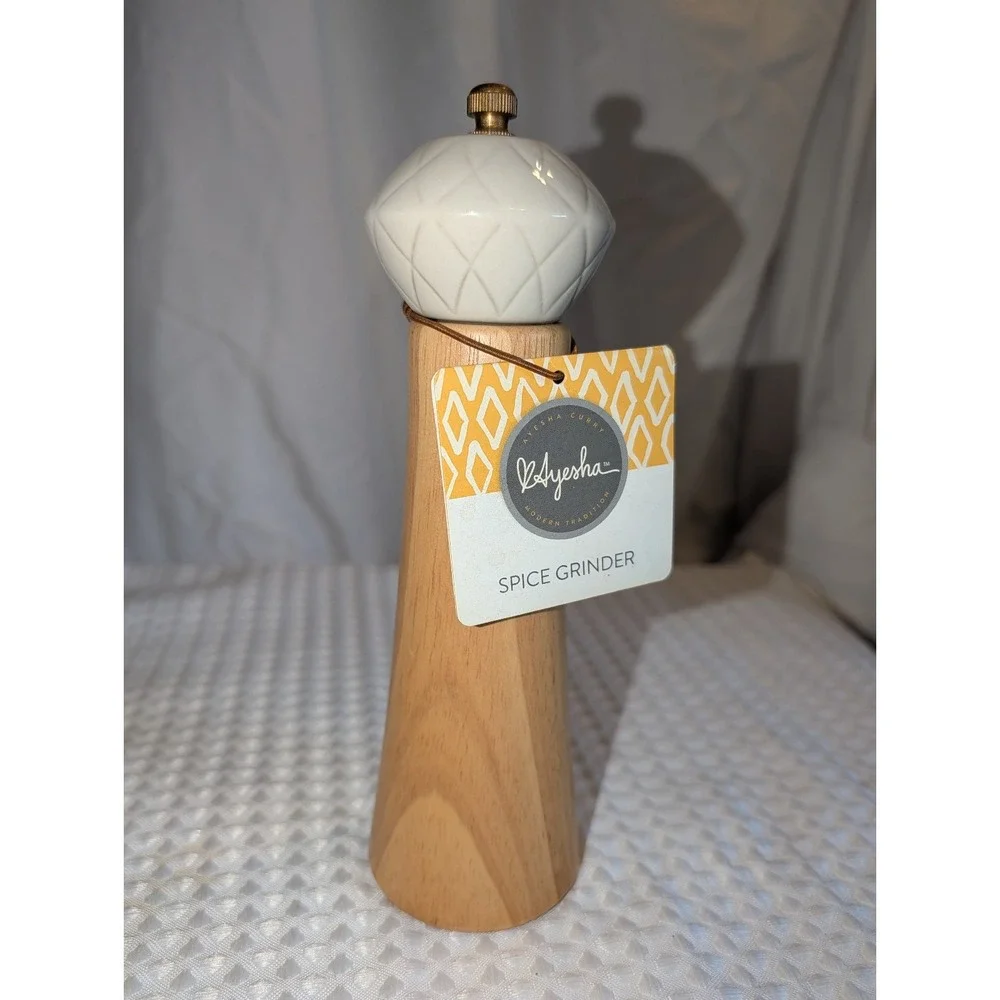 Ayesha Curry Lot Of 2 Pantryware Parawood Spice Grinder, Cream White